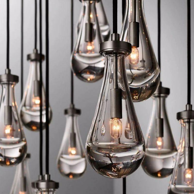 Rain Modern Rectangular Glass Chandelier 72" - King Lamps