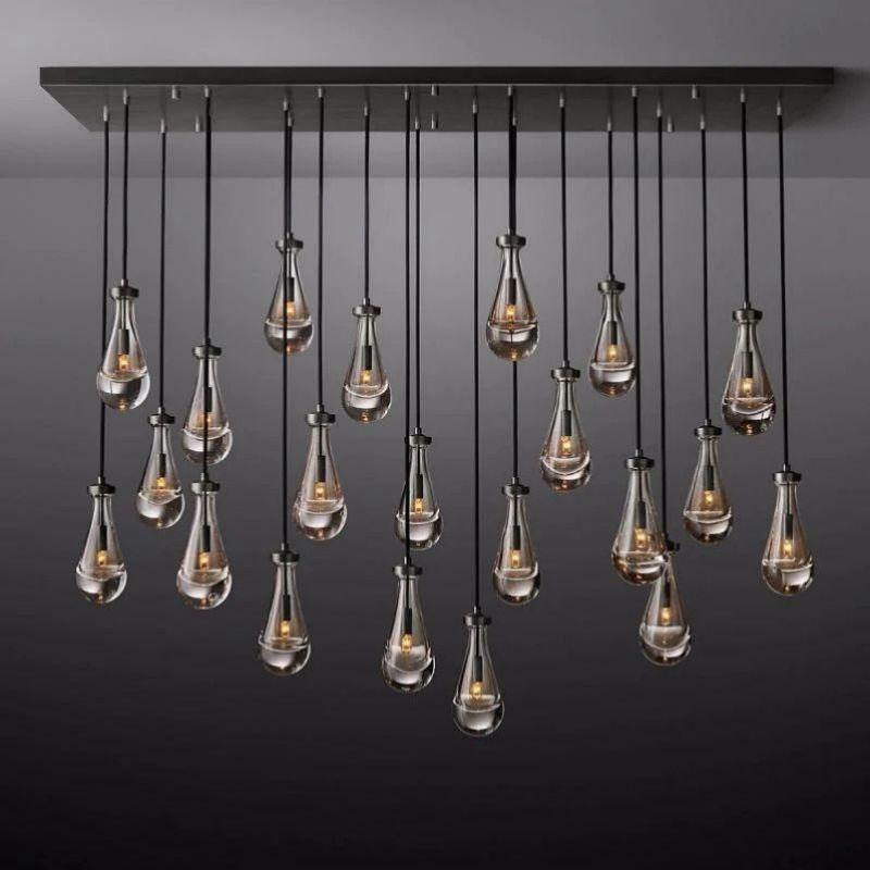 Rain Modern Rectangular Glass Chandelier 72" - King Lamps