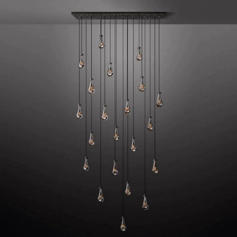 Rain Modern Rectangular Glass Chandelier 72" - King Lamps