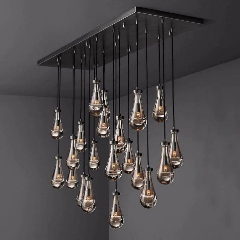 Rain Modern Rectangular Glass Chandelier 72" - King Lamps