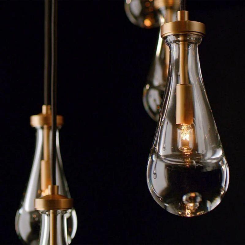 Rain Modern Rectangular Glass Chandelier 72" - King Lamps