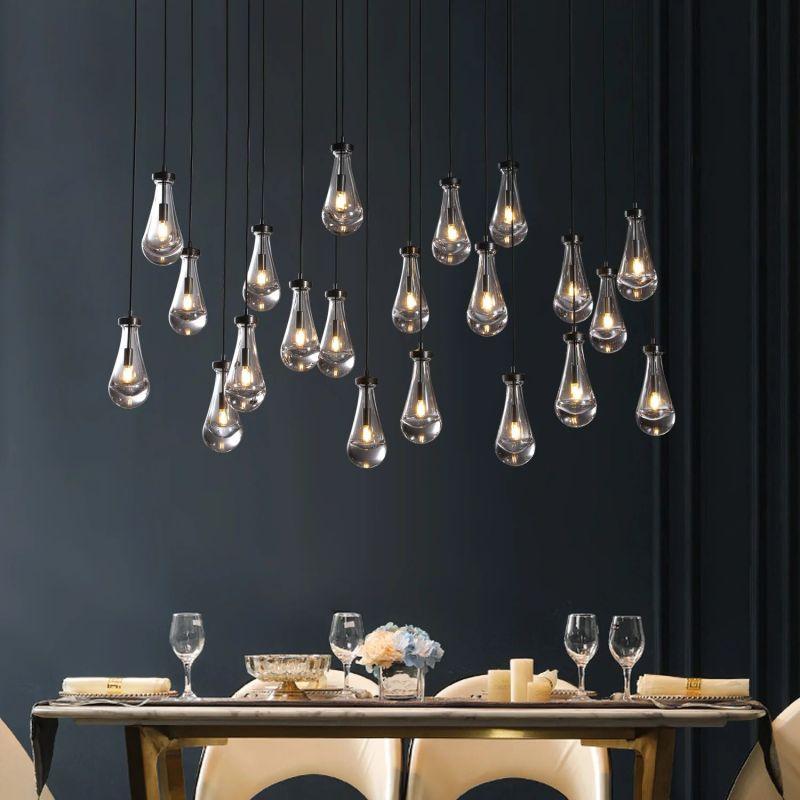 Rain Modern Rectangular Glass Chandelier 72" - King Lamps