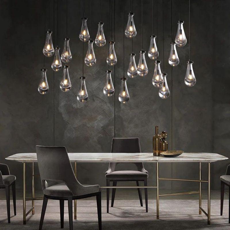 Rain Modern Rectangular Glass Chandelier 72" - King Lamps