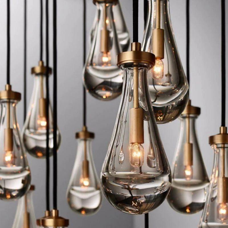 Rain Modern Rectangular Glass Chandelier 72" - King Lamps