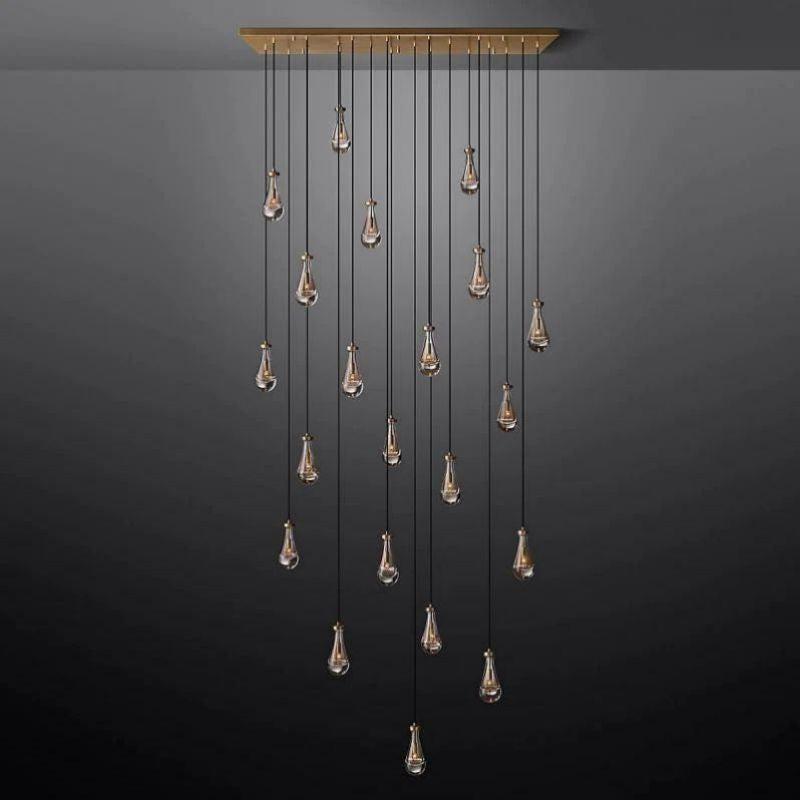 Rain Modern Rectangular Glass Chandelier 72" - King Lamps