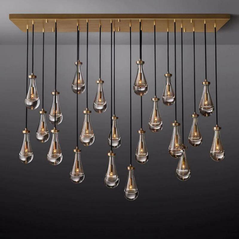 Rain Modern Rectangular Glass Chandelier 72" - King Lamps