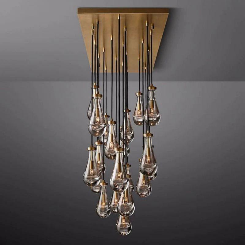 Rain Modern Rectangular Glass Chandelier 72" - King Lamps