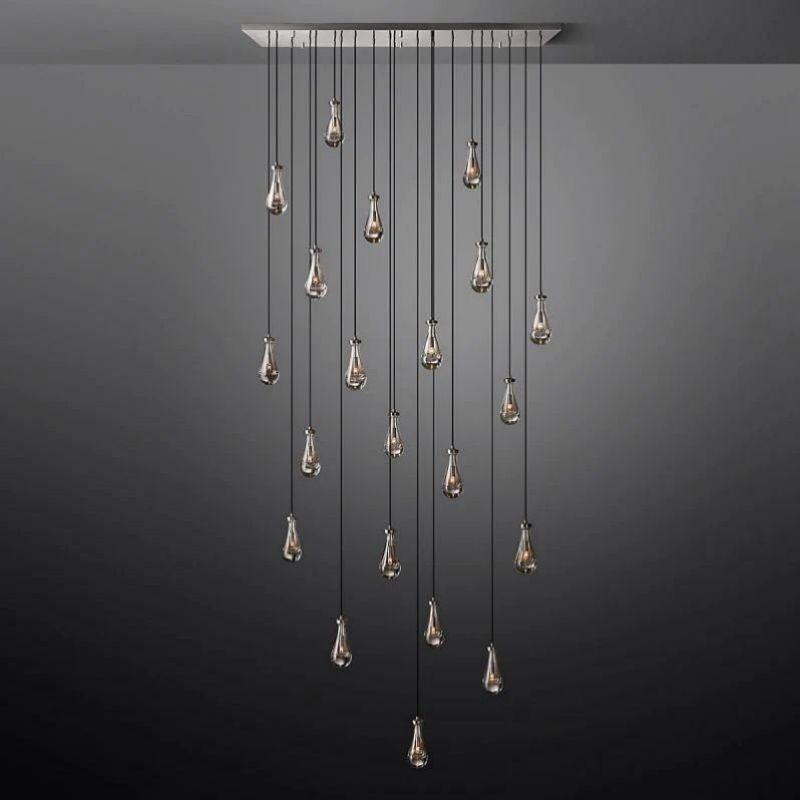 Rain Modern Rectangular Glass Chandelier 72" - King Lamps