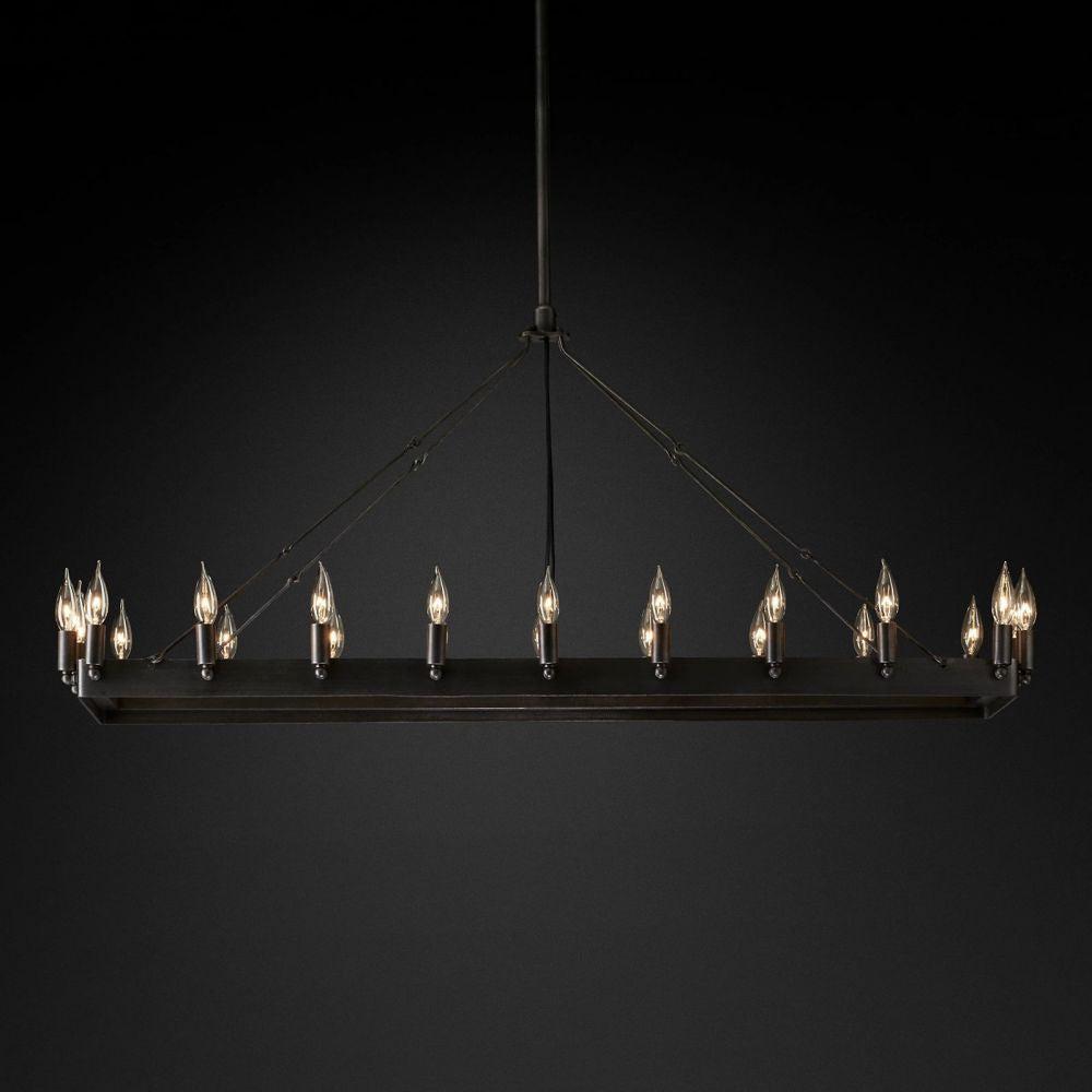 Camino Vintage Candelabra Rectangle Chandelier 52''L - King Lamps