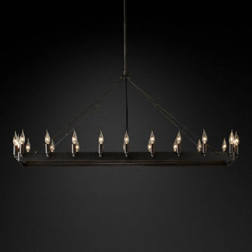 Camino Vintage Candelabra Rectangle Chandelier 52''L - King Lamps
