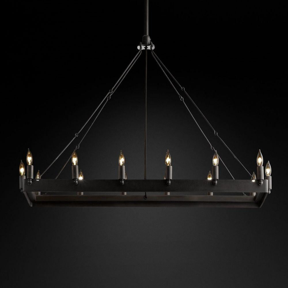 Camino Vintage Candelabra Rectangle Chandelier 41''L - King Lamps