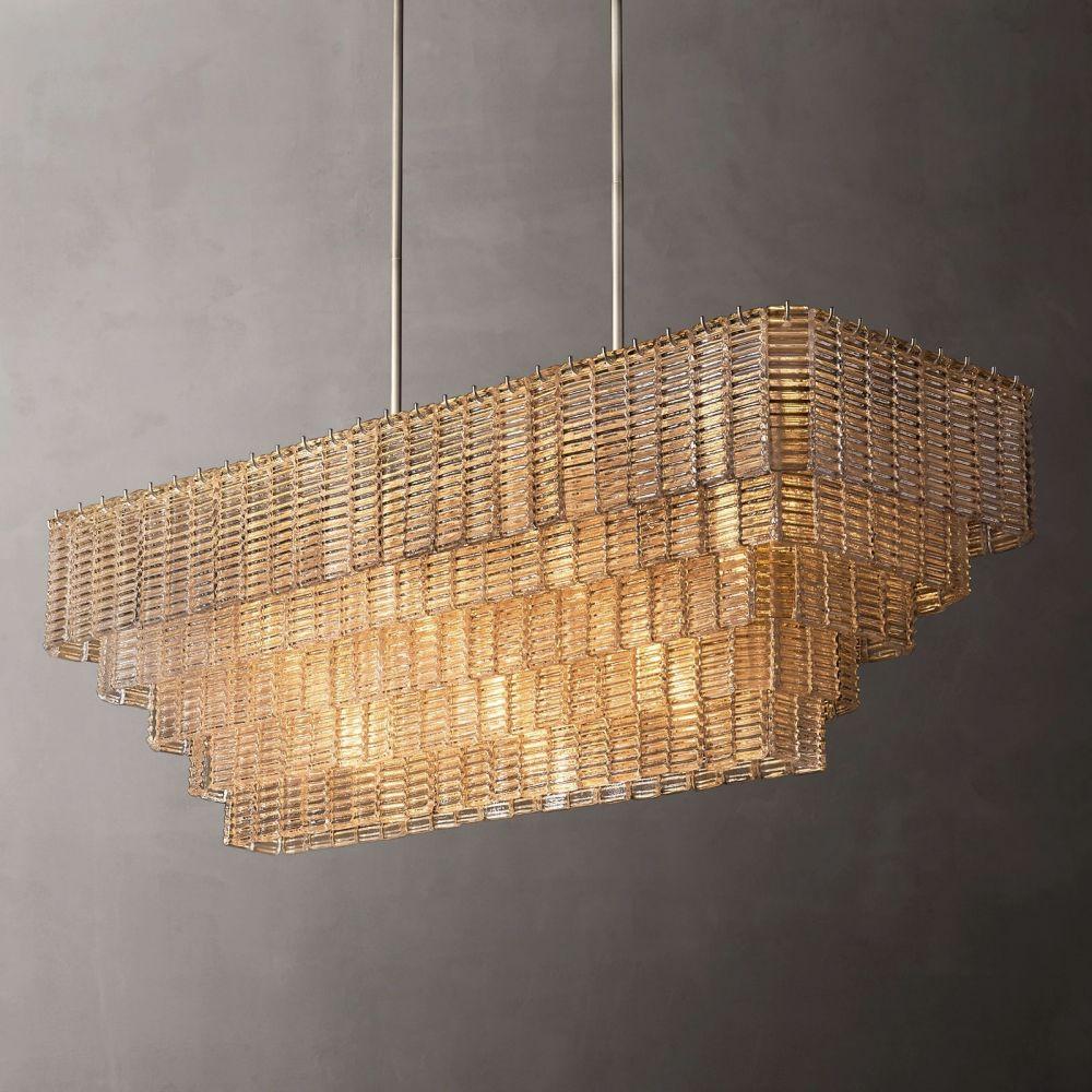 Sirene Clear Glass Rectangle Chandelier 59" - King Lamps