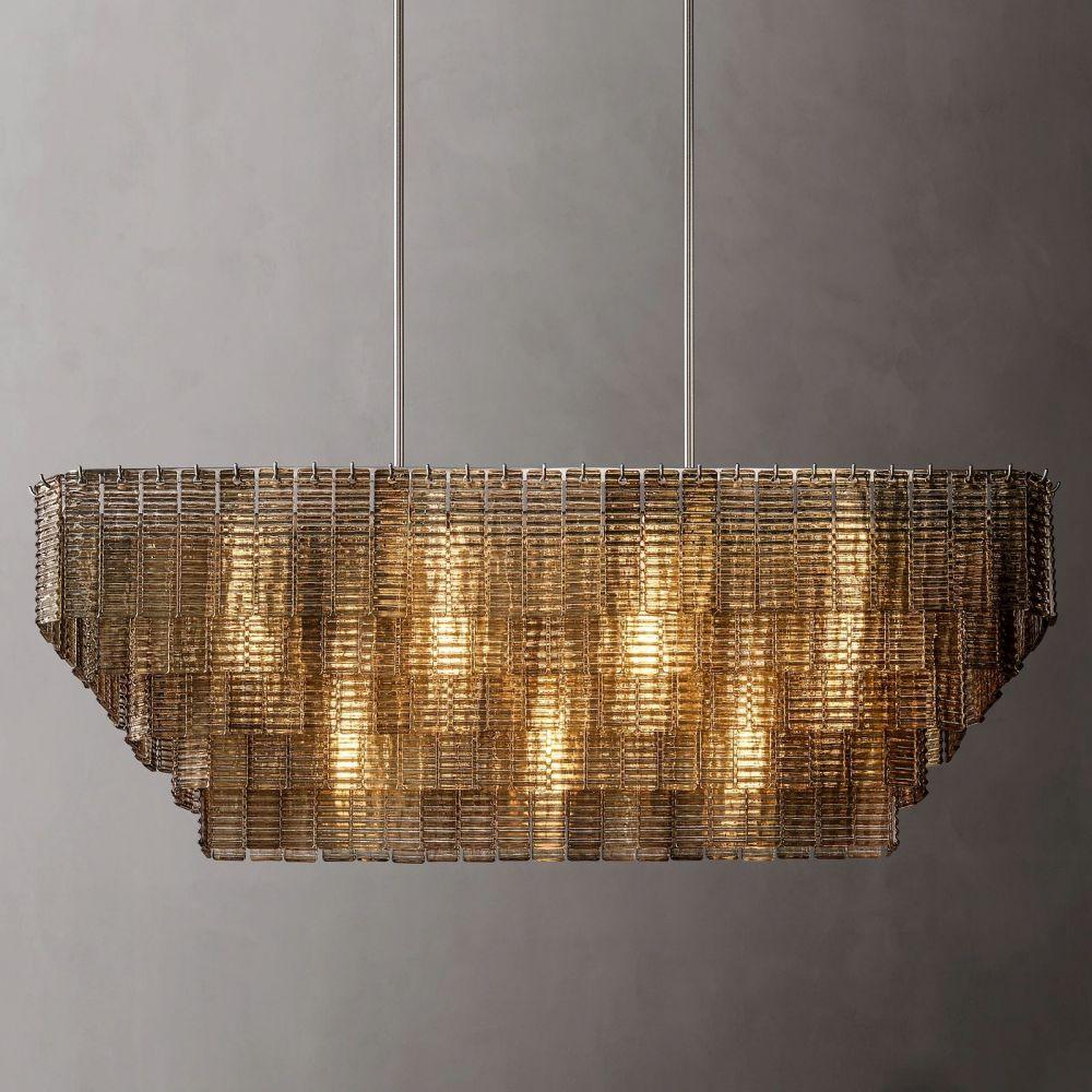 Sirene Smoke Glass  Rectangle Chandelier 59" - King Lamps