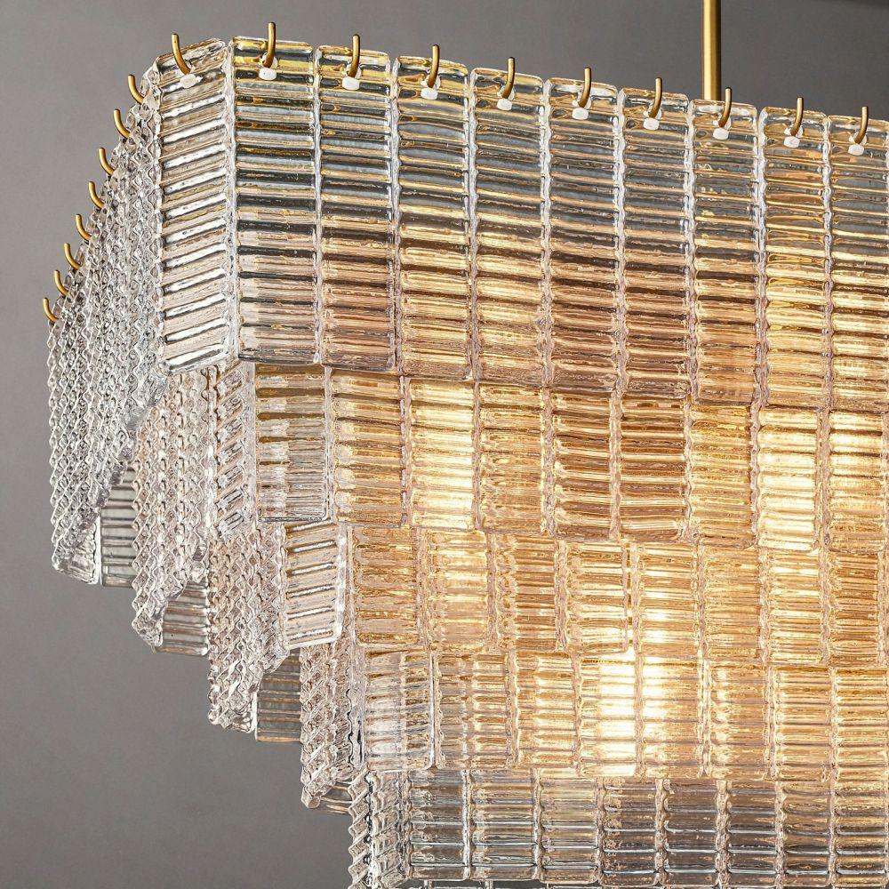 Sirene Clear Glass Rectangle Chandelier 59" - King Lamps