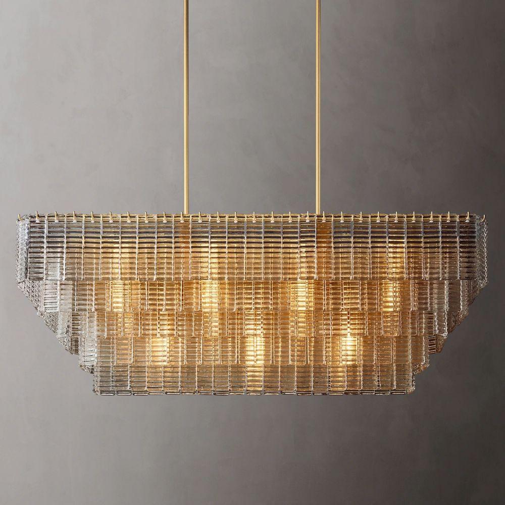 Sirene Clear Glass Rectangle Chandelier 59" - King Lamps
