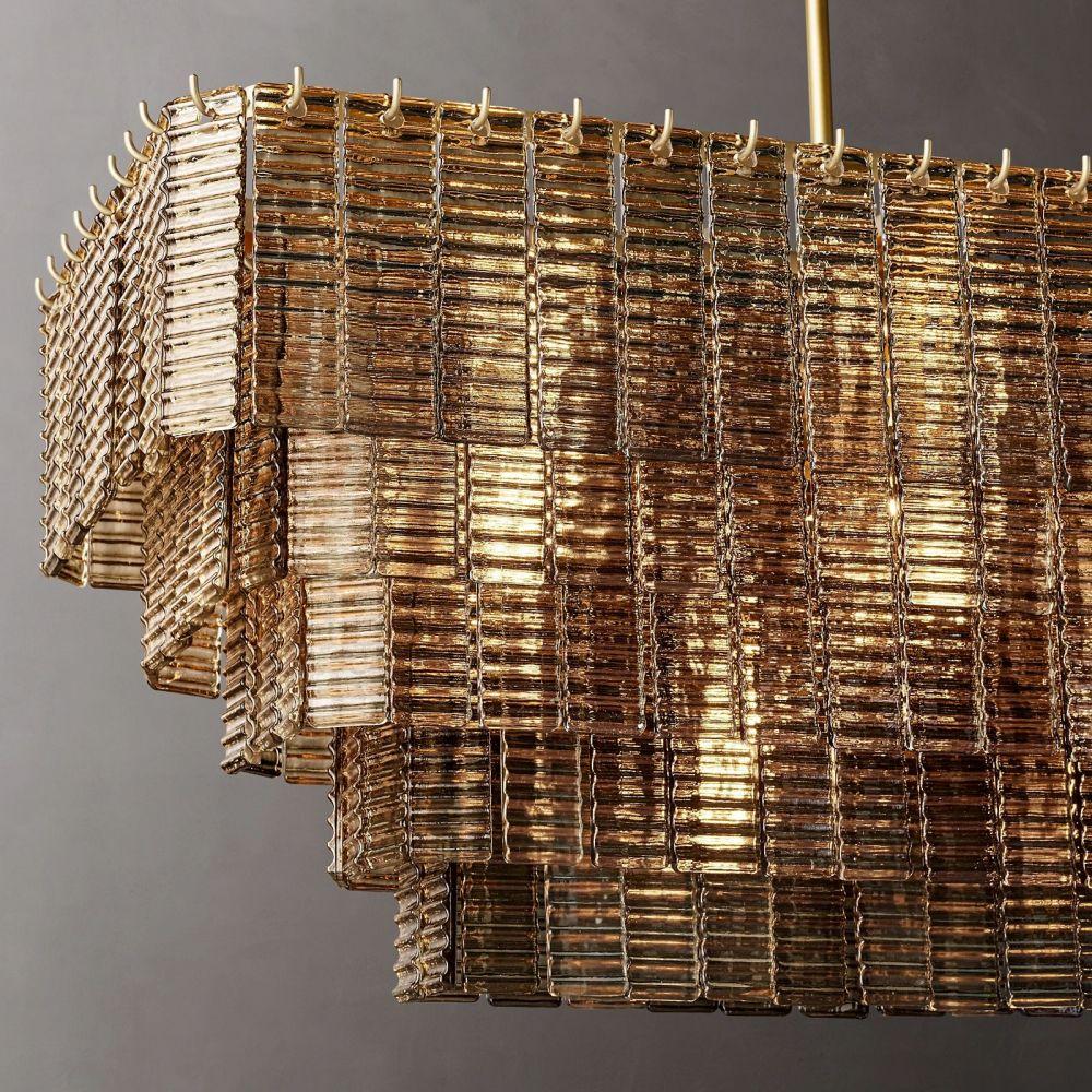 Sirene Smoke Glass  Rectangle Chandelier 59" - King Lamps