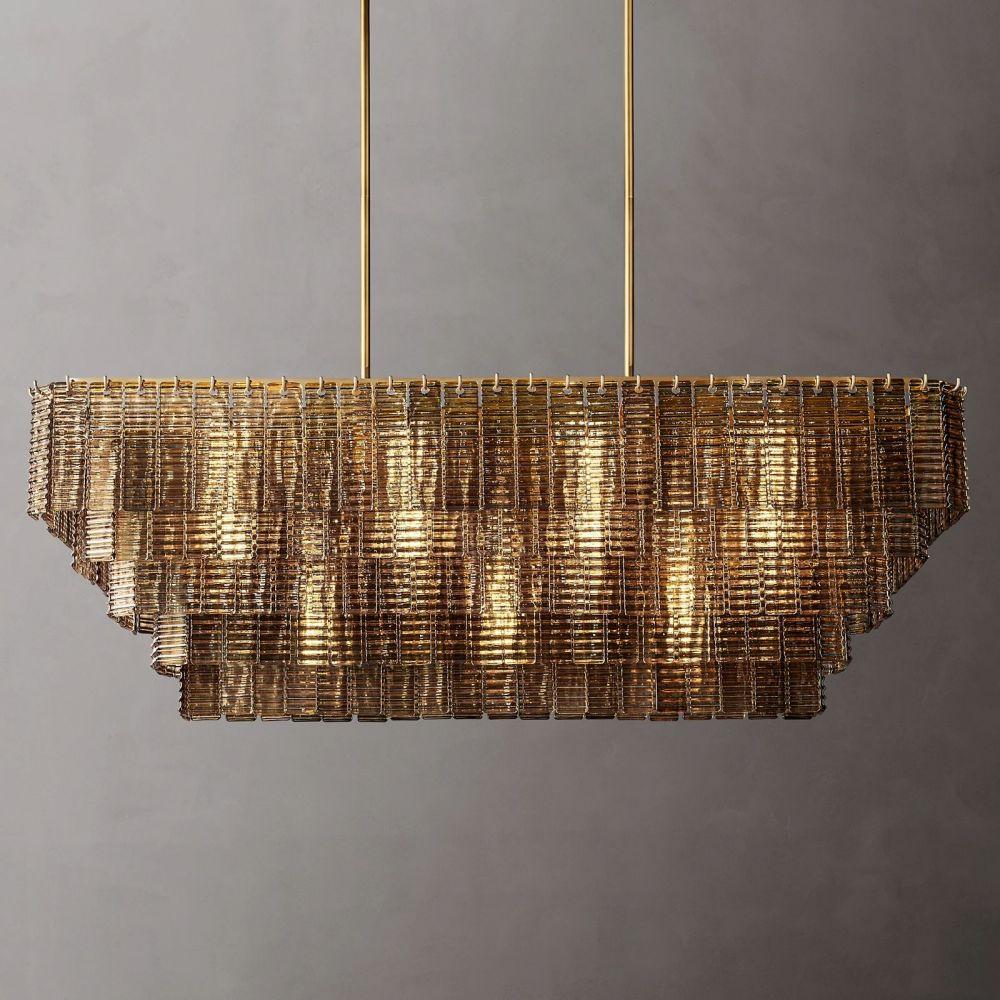 Sirene Smoke Glass  Rectangle Chandelier 59" - King Lamps