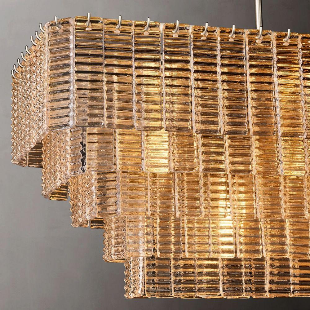 Sirene Clear Glass Rectangle Chandelier 59" - King Lamps