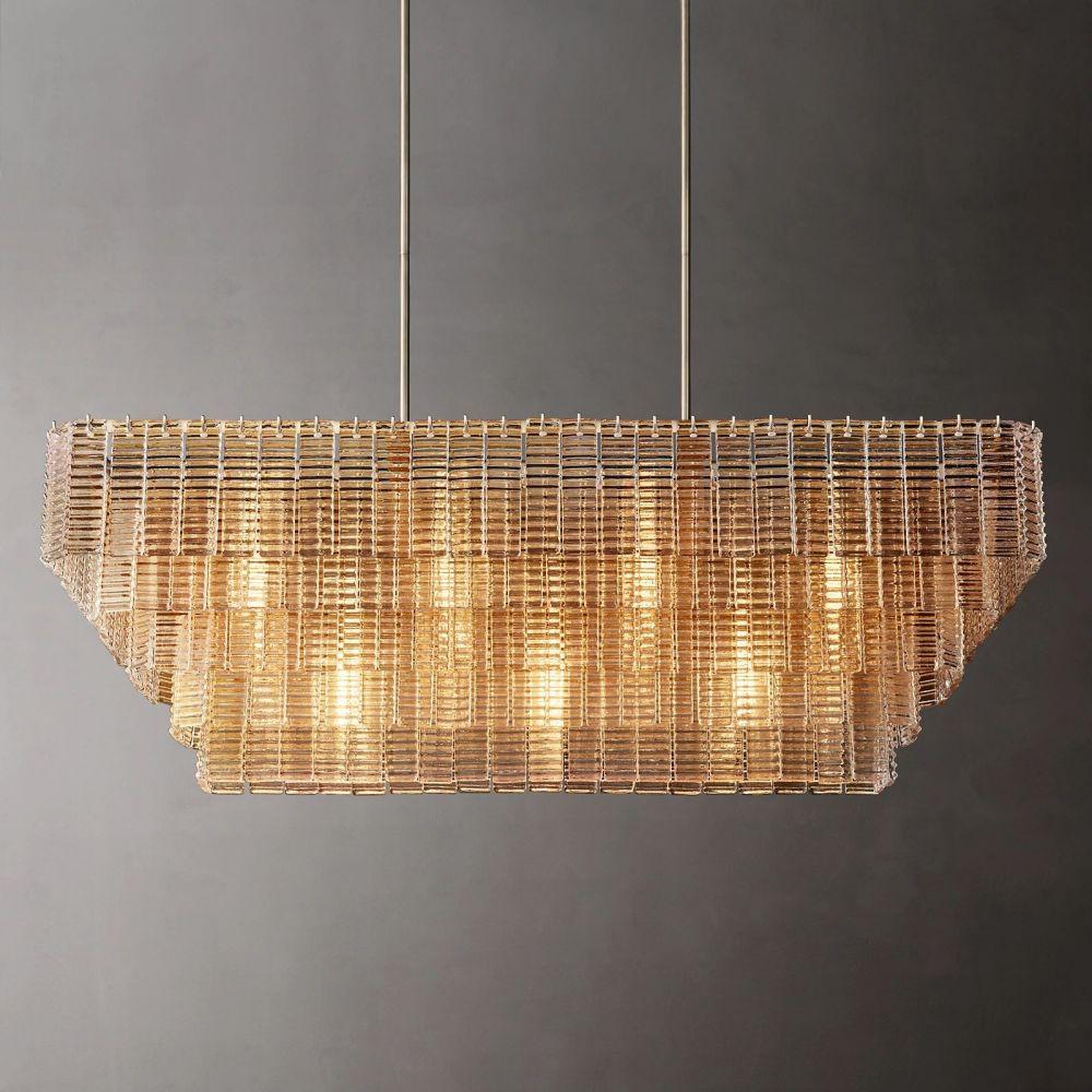 Sirene Clear Glass Rectangle Chandelier 59" - King Lamps