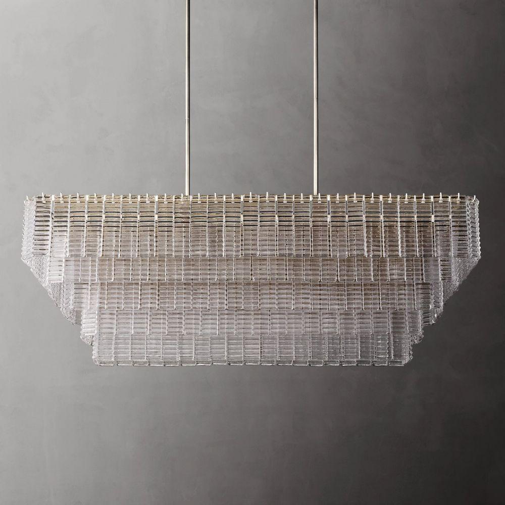 Sirene Clear Glass Rectangle Chandelier 59" - King Lamps