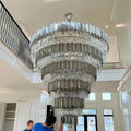 Extra Large Round Cone Tiered Crystal Chandelier for Foyer/Enterway/Living Room - King Lamps