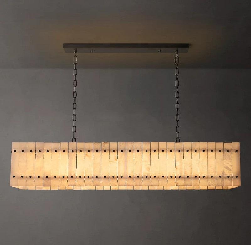 San Marco Alabaster Linear Chandelier 54" 72" - King Lamps