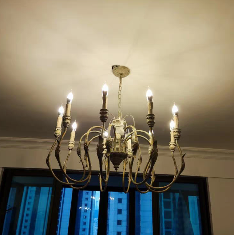French Vintage Candle Chandelier for Living Room/Bedroom-King Lamps