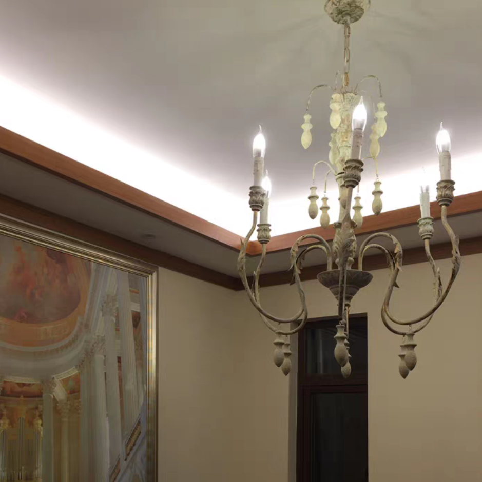 French Vintage Candle Chandelier for Living Room/Bedroom-King Lamps