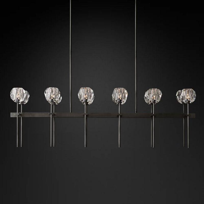 Boule Glass Double Linear Chandelier 60" - King Lamps