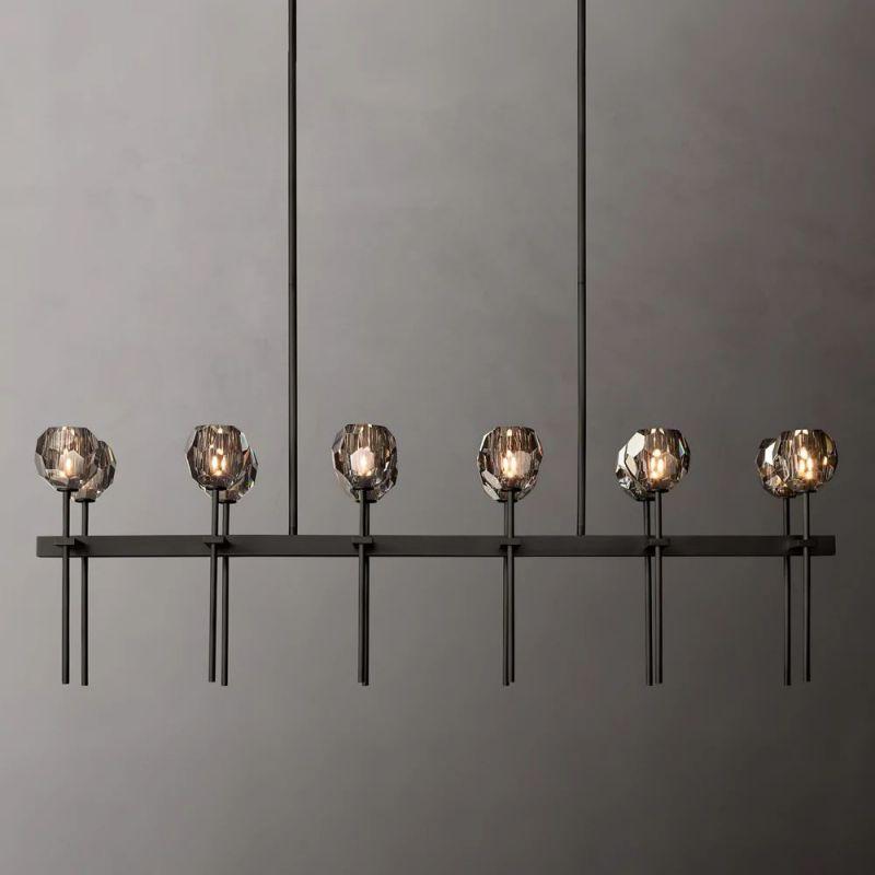 Boule Glass Double Linear Chandelier 60" - King Lamps