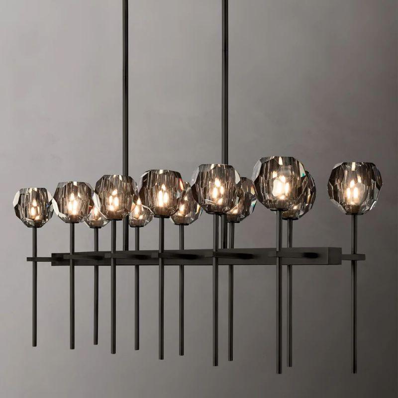 Boule Glass Double Linear Chandelier 60" - King Lamps