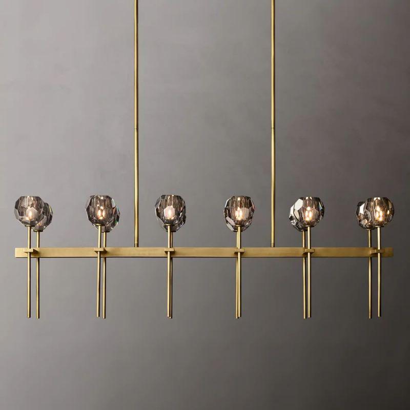 Boule Glass Double Linear Chandelier 60" - King Lamps