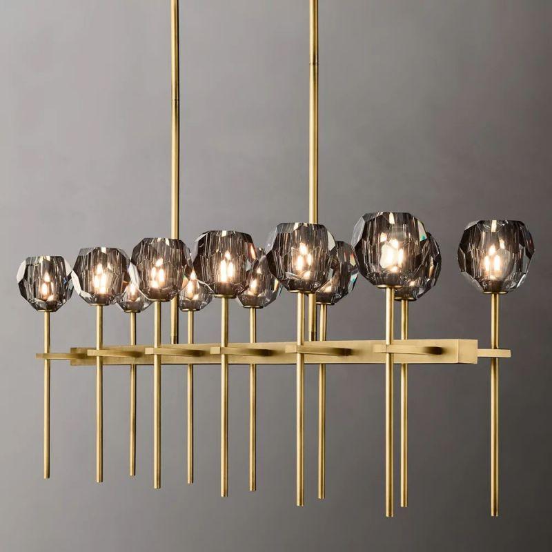 Boule Glass Double Linear Chandelier 60" - King Lamps