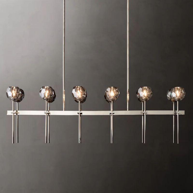 Boule Glass Double Linear Chandelier 60" - King Lamps