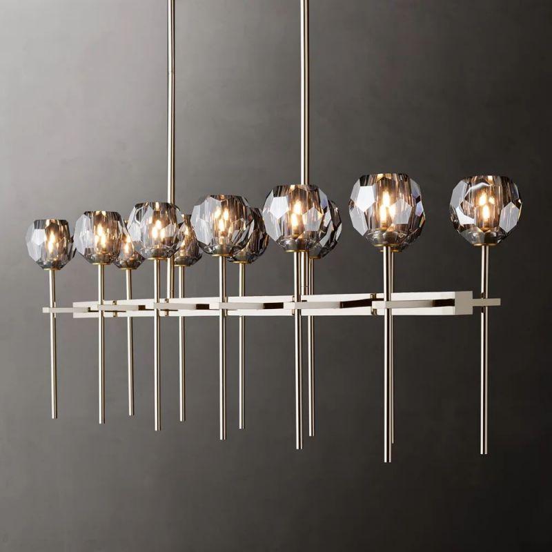 Boule Glass Double Linear Chandelier 60" - King Lamps