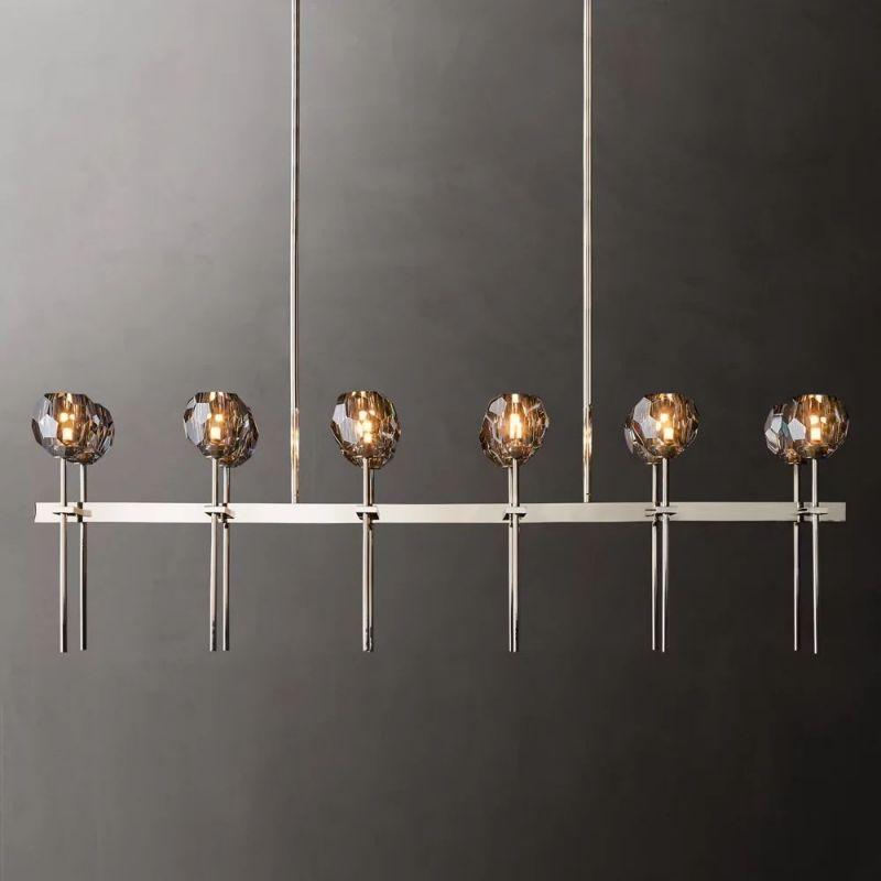 Boule Glass Double Linear Chandelier 60" - King Lamps