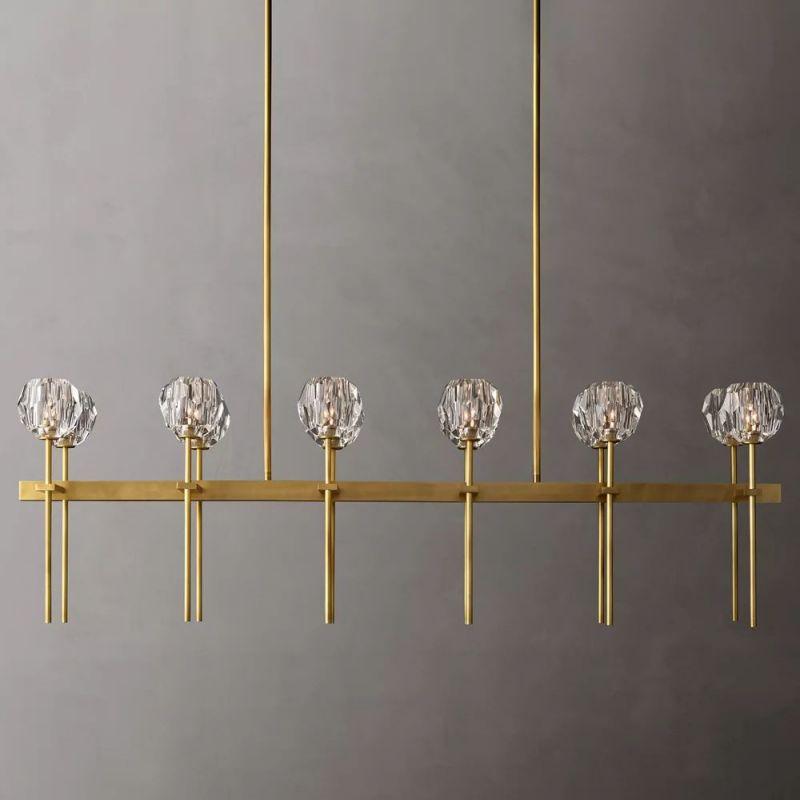 Boule Glass Double Linear Chandelier 60" - King Lamps