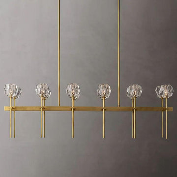 Boule Glass Double Linear Chandelier 60" - King Lamps