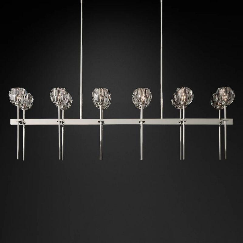 Boule Glass Double Linear Chandelier 60" - King Lamps