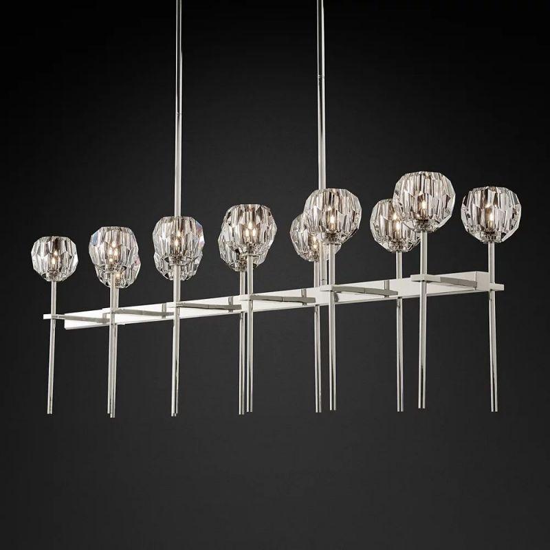Boule Glass Double Linear Chandelier 60" - King Lamps