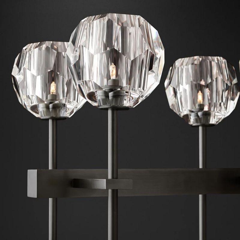 Boule Glass Double Linear Chandelier 60" - King Lamps