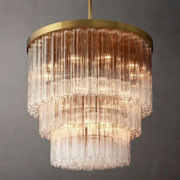 Cielo Glass 3-Tier Round Chandelier 36” - King Lamps