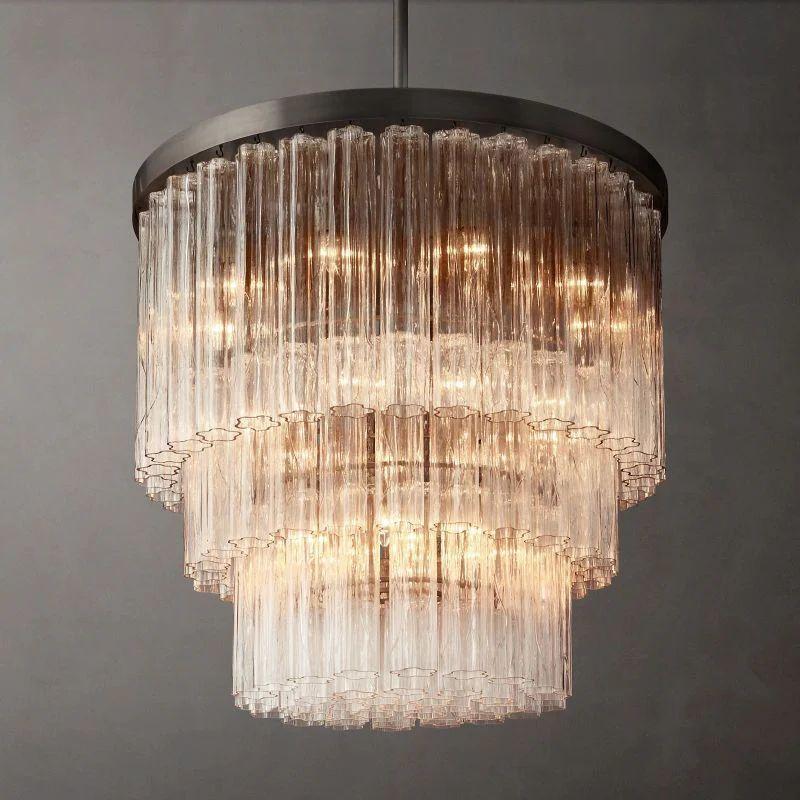Cielo Glass 3-Tier Round Chandelier 36” - King Lamps