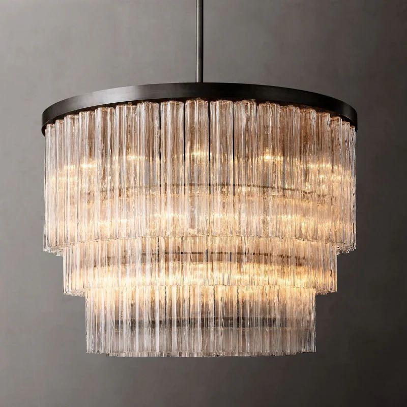 Cielo Glass 3-Tier Round Chandelier 48” - King Lamps