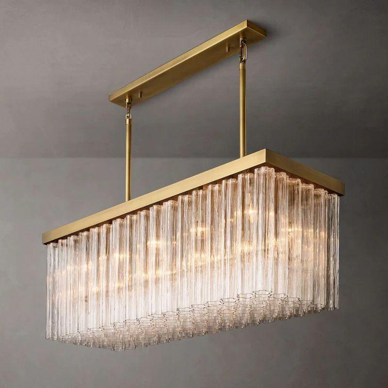 Cielo Glass Rectangular Chandelier 54” - King Lamps