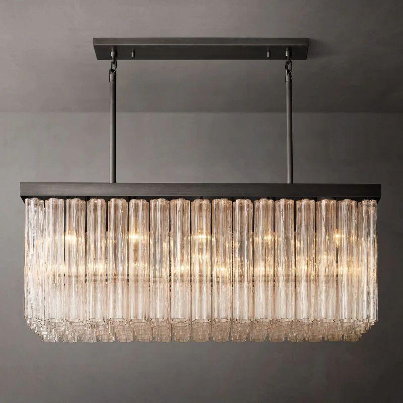 Cielo Glass Rectangular Chandelier 54” - King Lamps