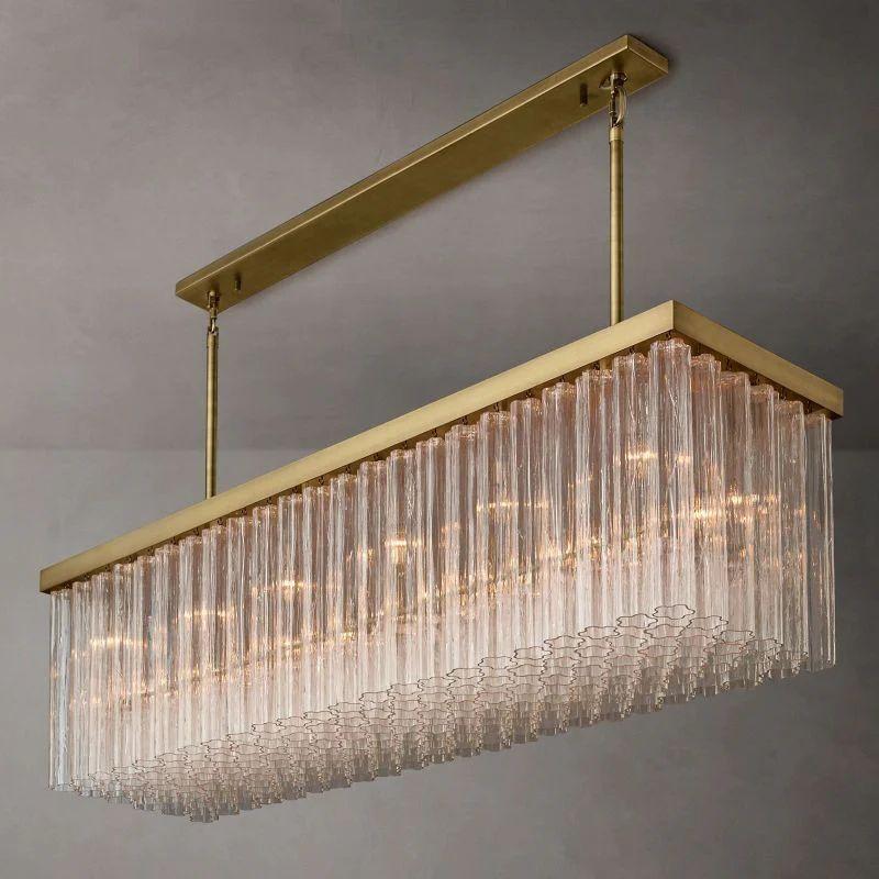 Cielo Glass Rectangular Chandelier 73” - King Lamps