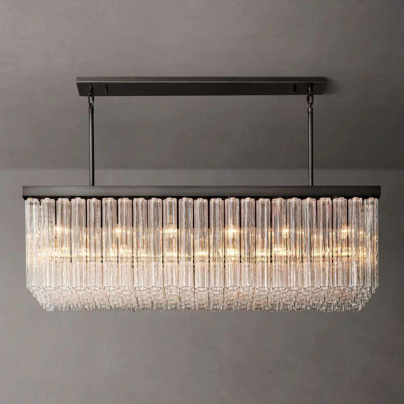 Cielo Glass Rectangular Chandelier 73” - King Lamps