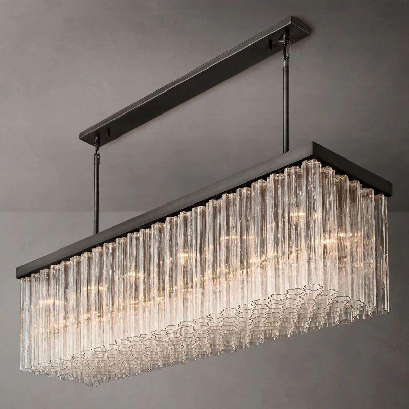 Cielo Glass Rectangular Chandelier 73” - King Lamps