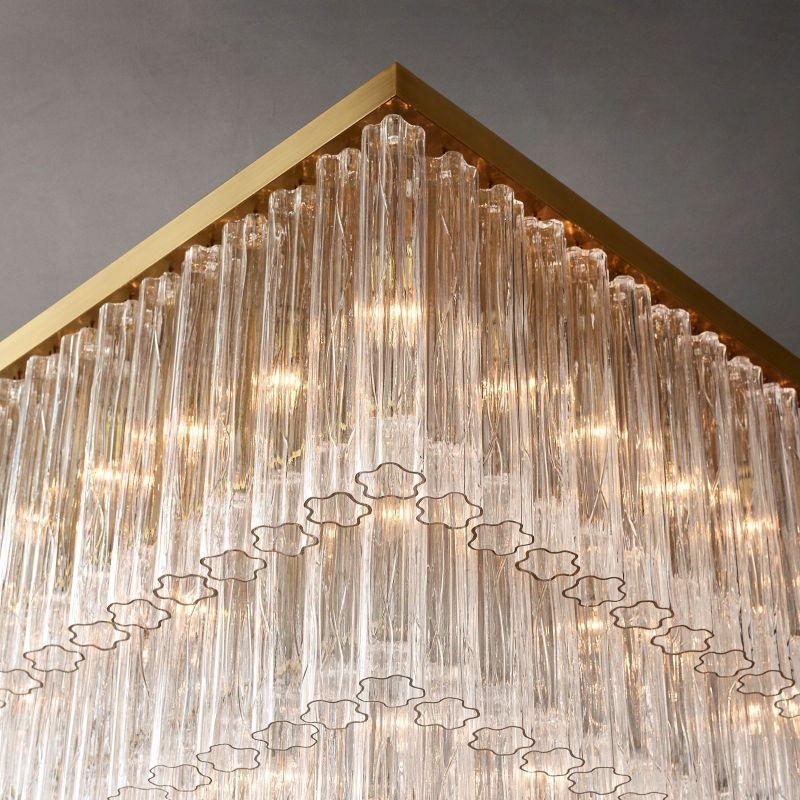 Cielo Glass Square Chandelier 45” - King Lamps